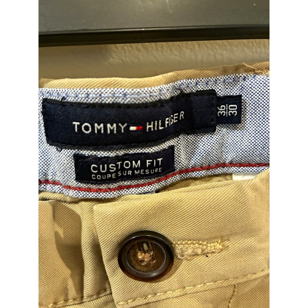 Tommy Hilfiger 36/30 Custom Fit Beige Cotton Twill Chino Pants Straight Leg 36W